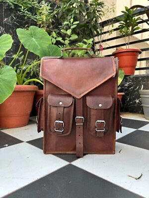 Tasche Leder Rucksack Backpack Messenger Echt Laptop Vintage Herren