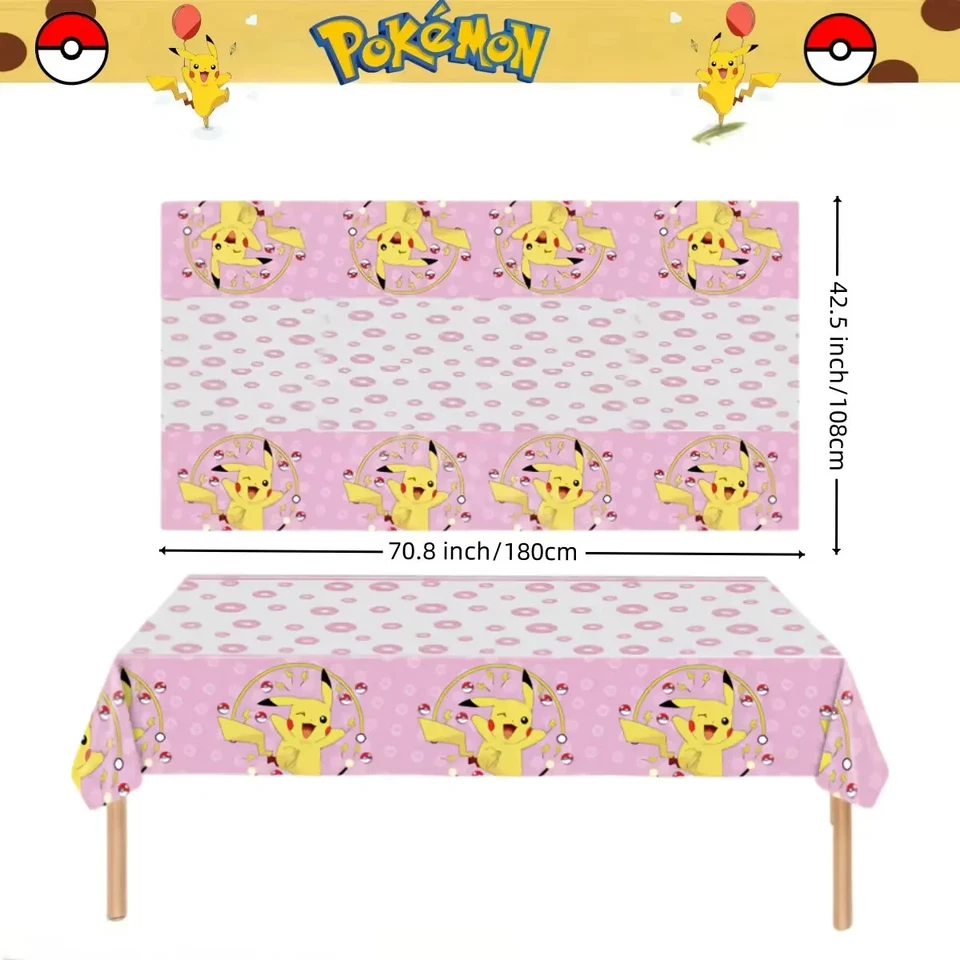 5Pcs Pokemon Tablecloth Birthday Party Decoration Pikachu Disposable - Image 3 of 4