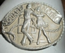 1986 C  J Inc. Belt Buckle "Square Dancing" 1057/Silver In Color