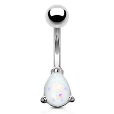 Opal Glitter Belly Bar Ring Piercing Surgical Steel Gold Plated Heart