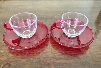 Pasabahce Espressotassen und Untertassen rot und klar 2er Set