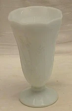Jeannette Iris Herringbone Milk Glass Flower Vase Depression Era Floral Designs