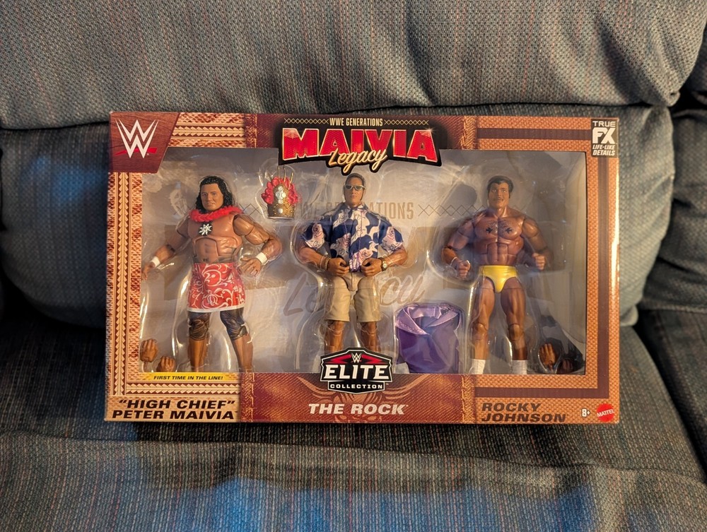 Mattel WWE Elite Maivia Family 3 Pack Figures The Rock New Moc Walmart Exclusive