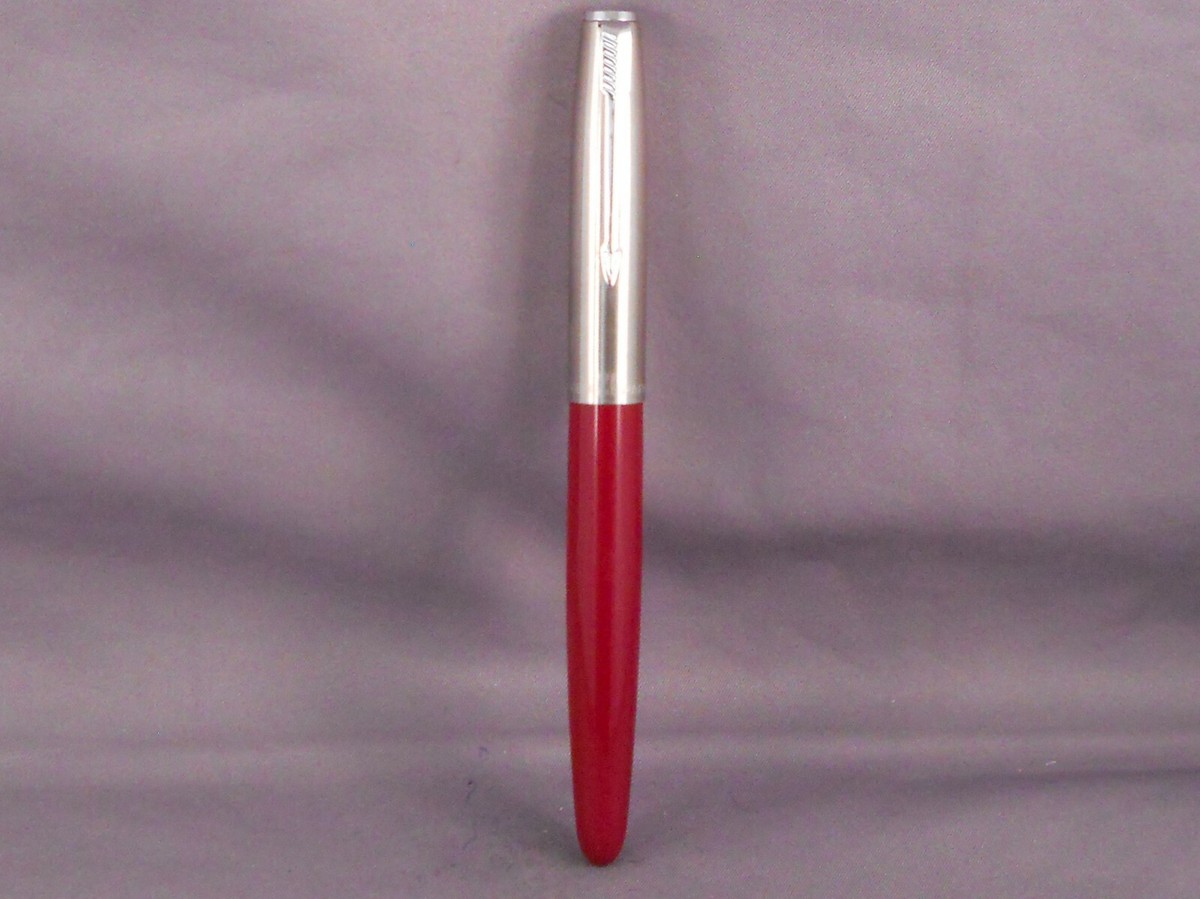 Parker Vintage Super 21 Red Fountain Pen-Feather clip-fine point