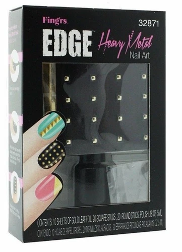 FING'RS EDGE HEAVY METAL NAIL ART (32871) GOLDFOIL STUDS AND POLISH