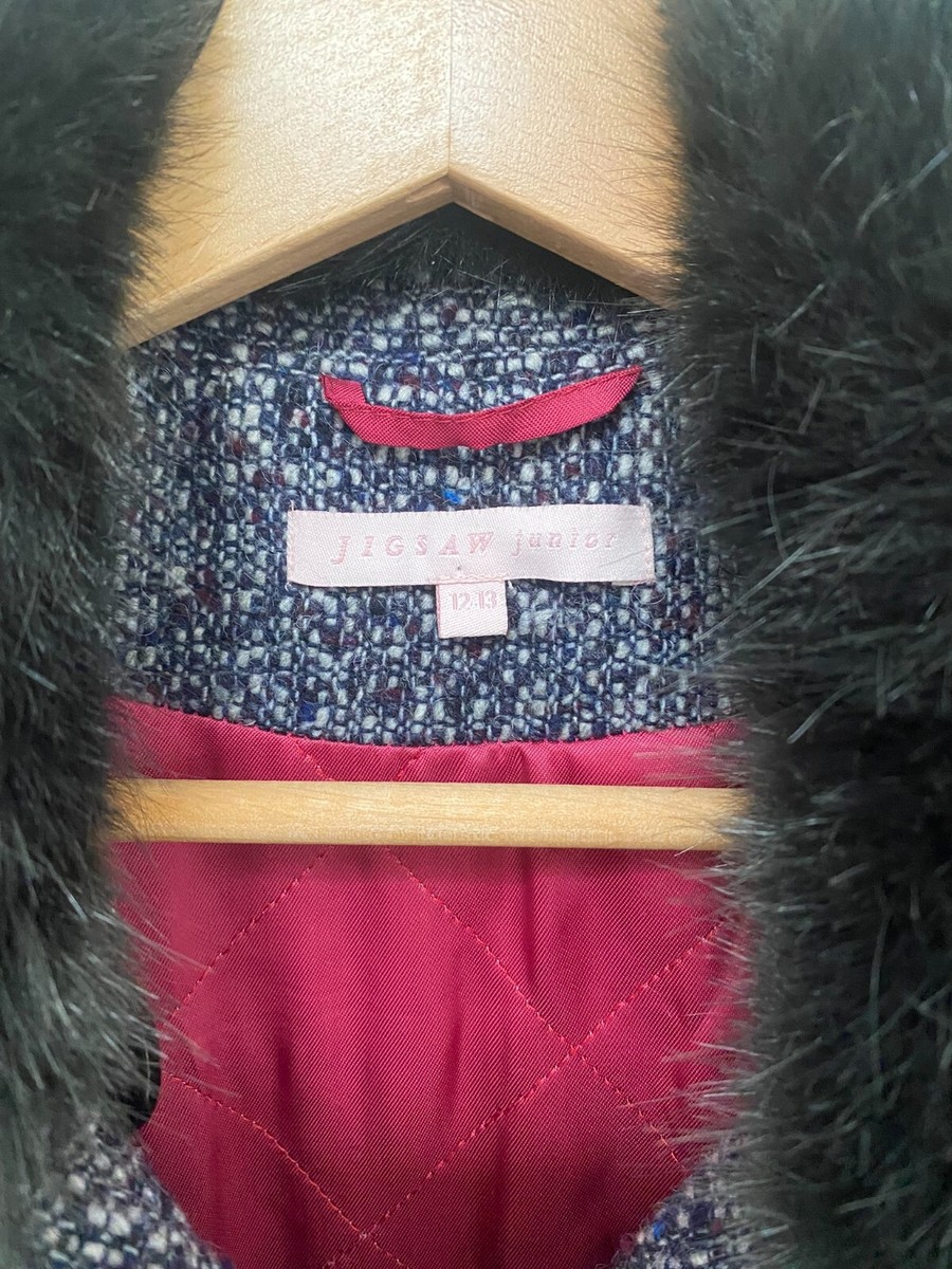 Manteau Tweed Bouclé JIGSAW JUNIOR - Taille 12-13 Ans Fille - Occasion Très Bon état