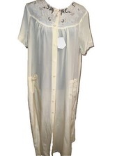 Vintage pure silk nightgown Hand embroidery - size M/L