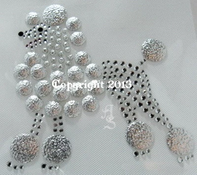 Hotfix imagen para planchar pedrería perro perro caniche cristal/plata 130131 caja de cartón