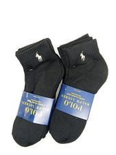 NEW POLO RALPH LAUREN 12 PAIR OF CLASSIC SPORT BLACK ANKLE LOGO SOCKS