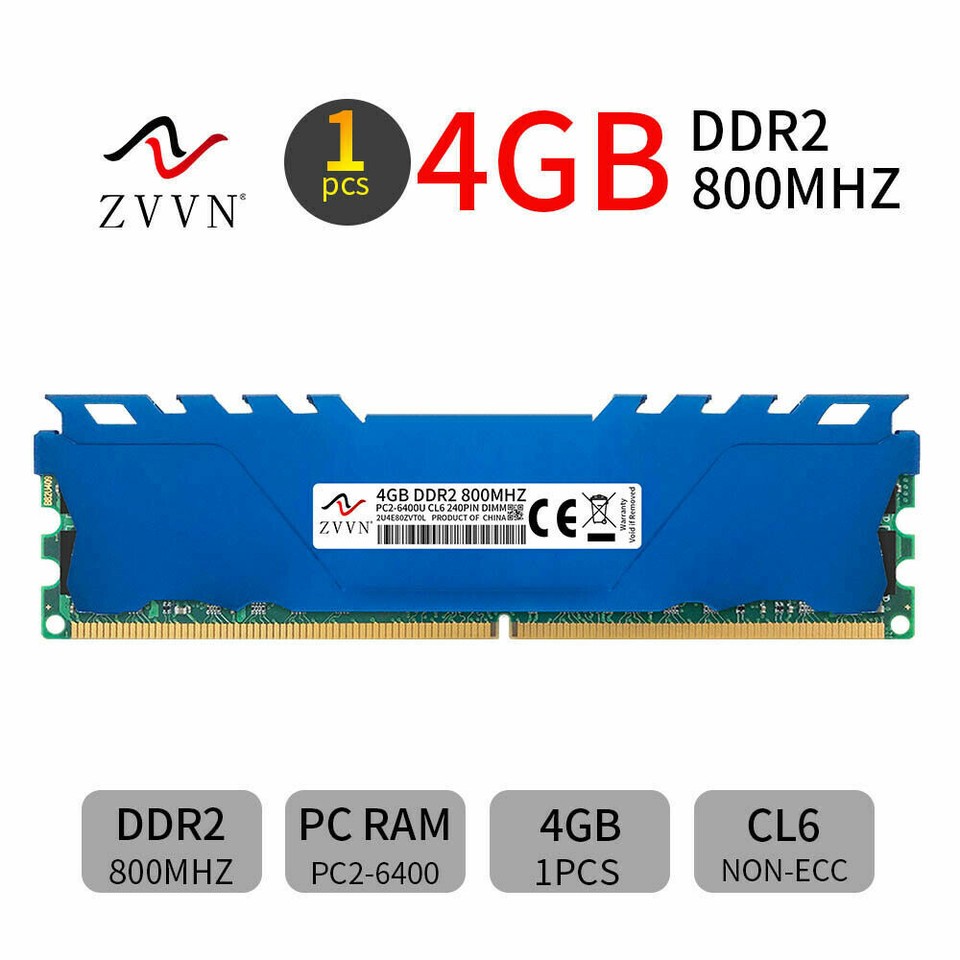 Barrette RAM DDR2 4GB 800MHz PC2-6400U 240 Broches Pour PC De Bureau Intel - Low Density