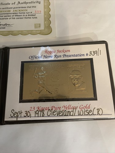 1993 Reggie Jackson Yankees 23K PURE YELLOW GOLD HOF STAMP - Picture 3 of 9