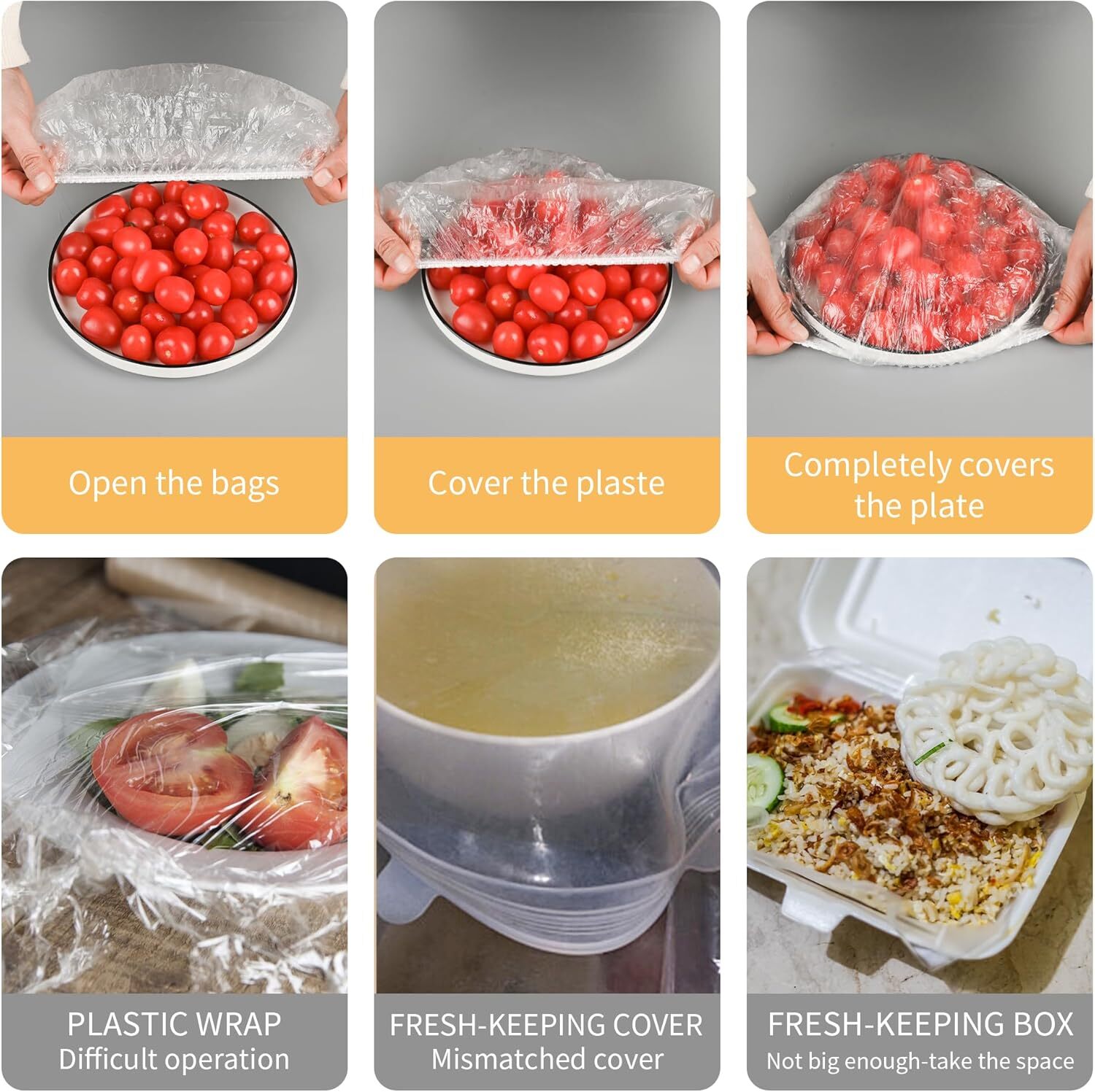 200 Bowl Covers Bread Proofing Large Elastic Reusable Plastic Wrap for Food Stor