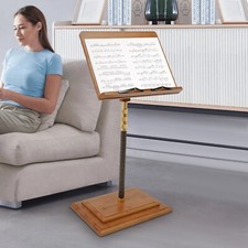 Musician's Bamboo Music Stand for Sheet Music Portable  Height-Adjustable Shelf