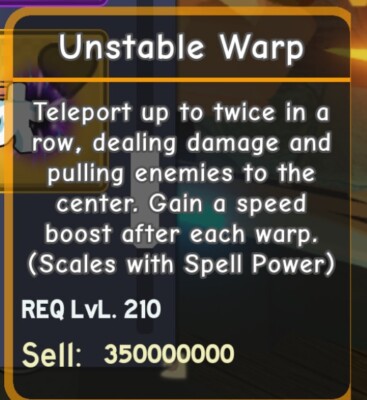 DUNGEON QUEST ROBLOX ABYSSAL VOID UNSTABLE WARP LEGENDARY SPELL (level 210+)