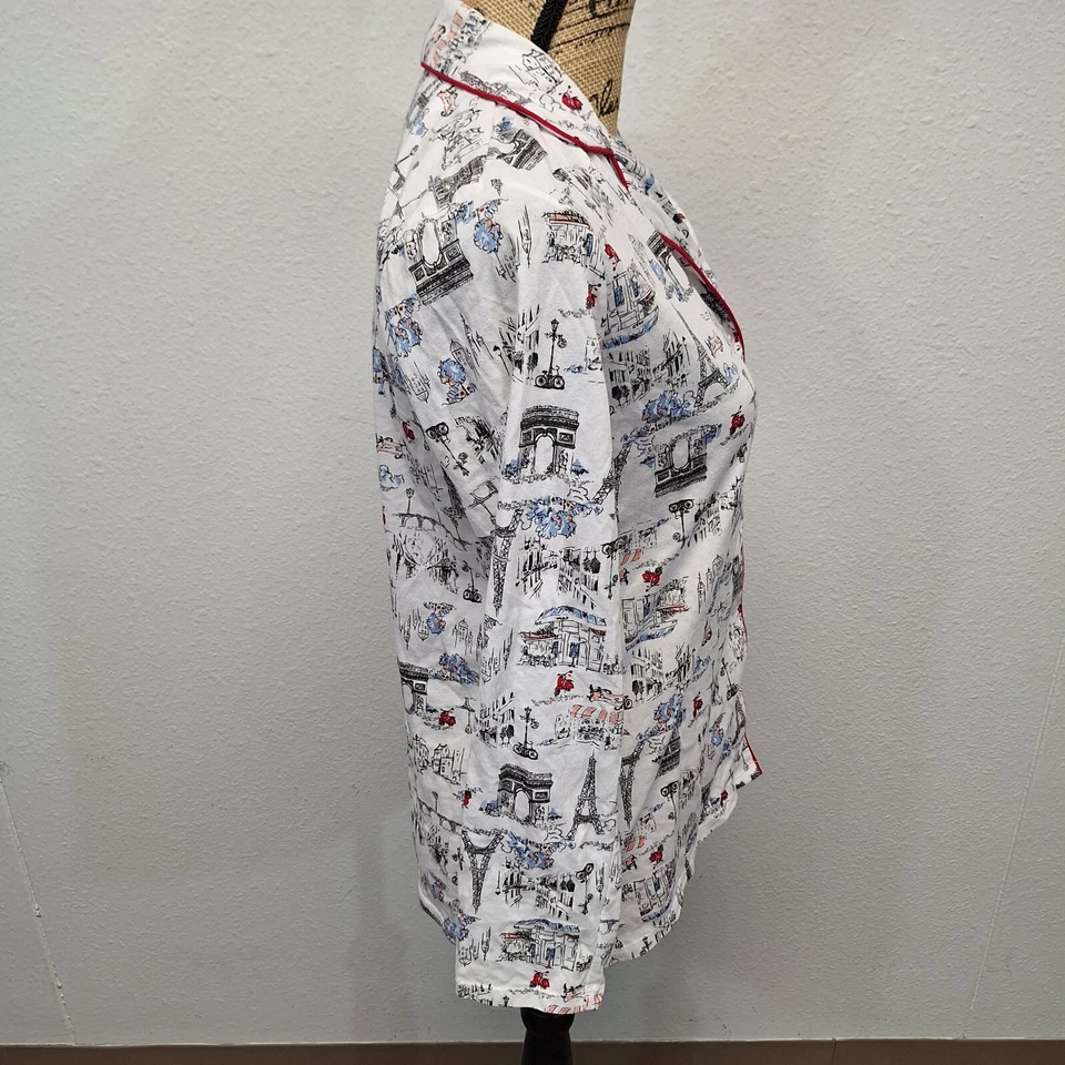 Laura Ashley Cotton Sleepwear Pajama Top Long Sleeve White Womens Size Small - Image 2 of 4