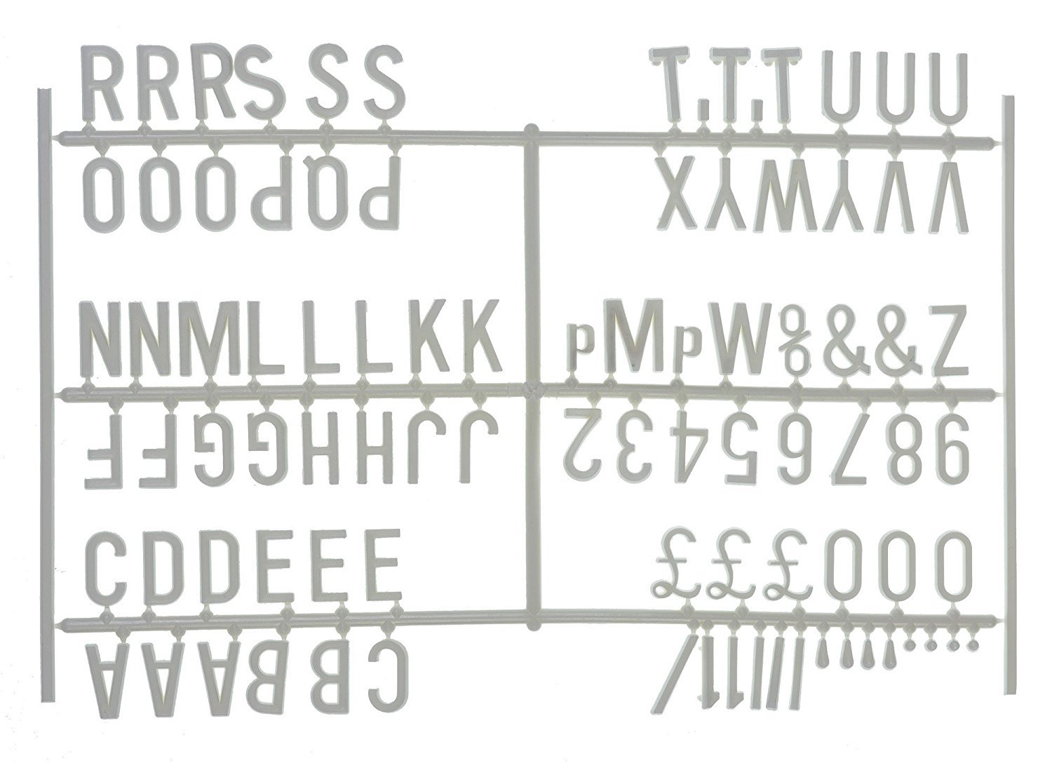 540 Peg Board letters Number Characters 19mm Restaurant Cafe Black Board White