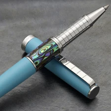 Xezo Speed Master Sky Blue Rollerball Pen, Fine Tip. Chrome Plated. Handmade, LE