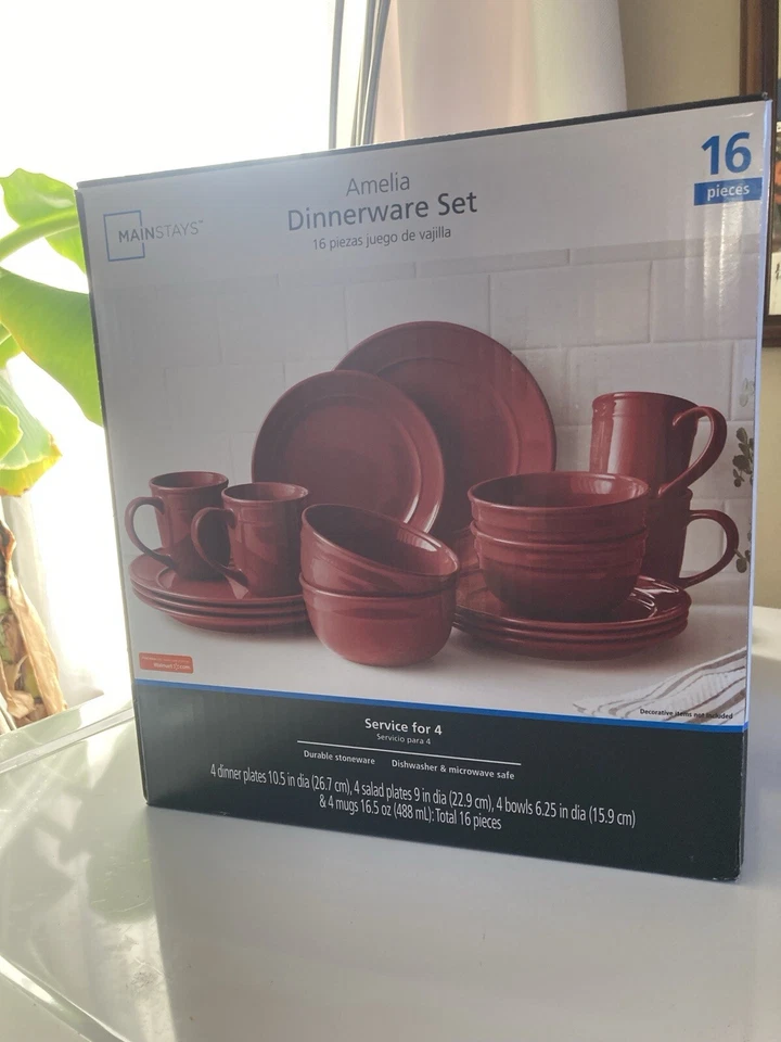 Набор столовой посуды Mainstays Chiara Red Stoneware, 16 предметов - Изображение 3 из 4