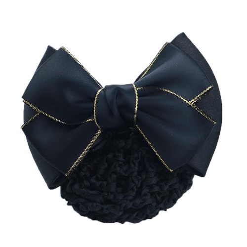 Women Satin Bow Barrette Double Bowknot Hair Net Hair Bun Barrette Hair Clip▱ - Picture 89 of 109