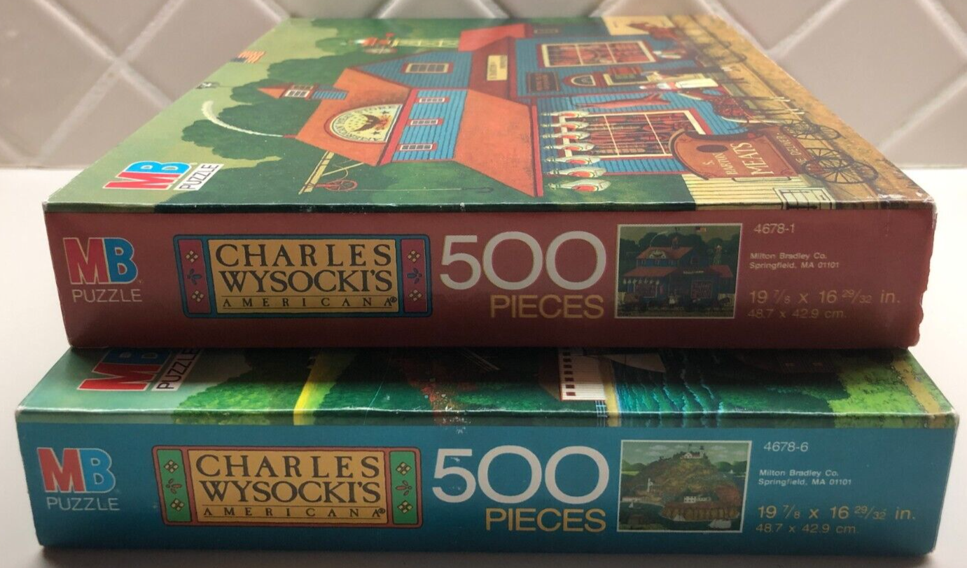 2 Sealed WYSOCKI 500Piece Puzzles BARTON MEATS + WARP IN WIND BAY 1986