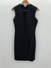 HELMUT Helmut Lang Black Moto Stretch Angle Zipper Dress Size Medium Wool Blend