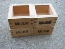4 pcs Vintage Old MOBIL Wood  BOX Clips Holder ( Mobil Gas Oil  )