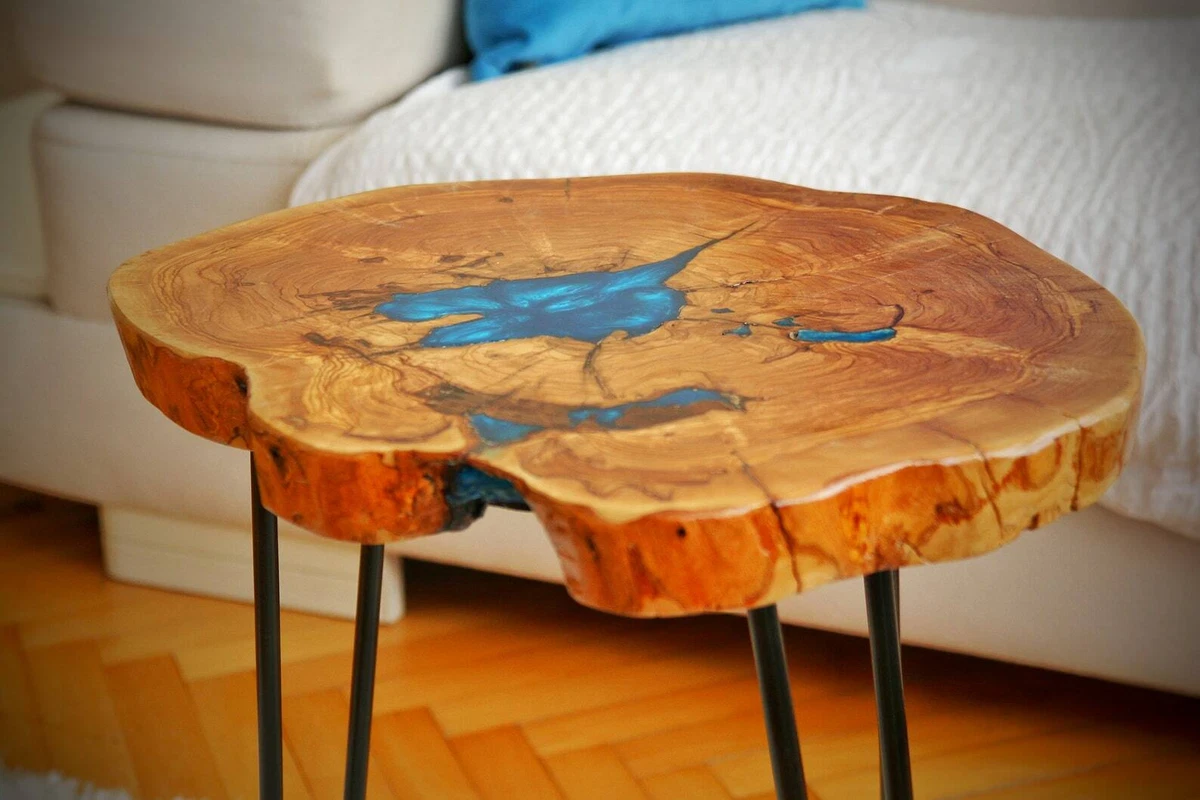Rustic wood slab coffee table online