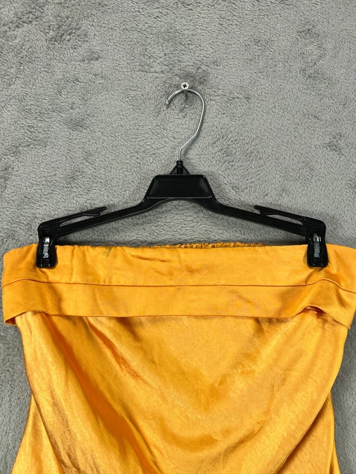 Maxi Boda Alice Elle Mujer 8 Vestidos Oro Amarillo Satinado Sin Tirantes Brillo Dorado Foto 4 de 4