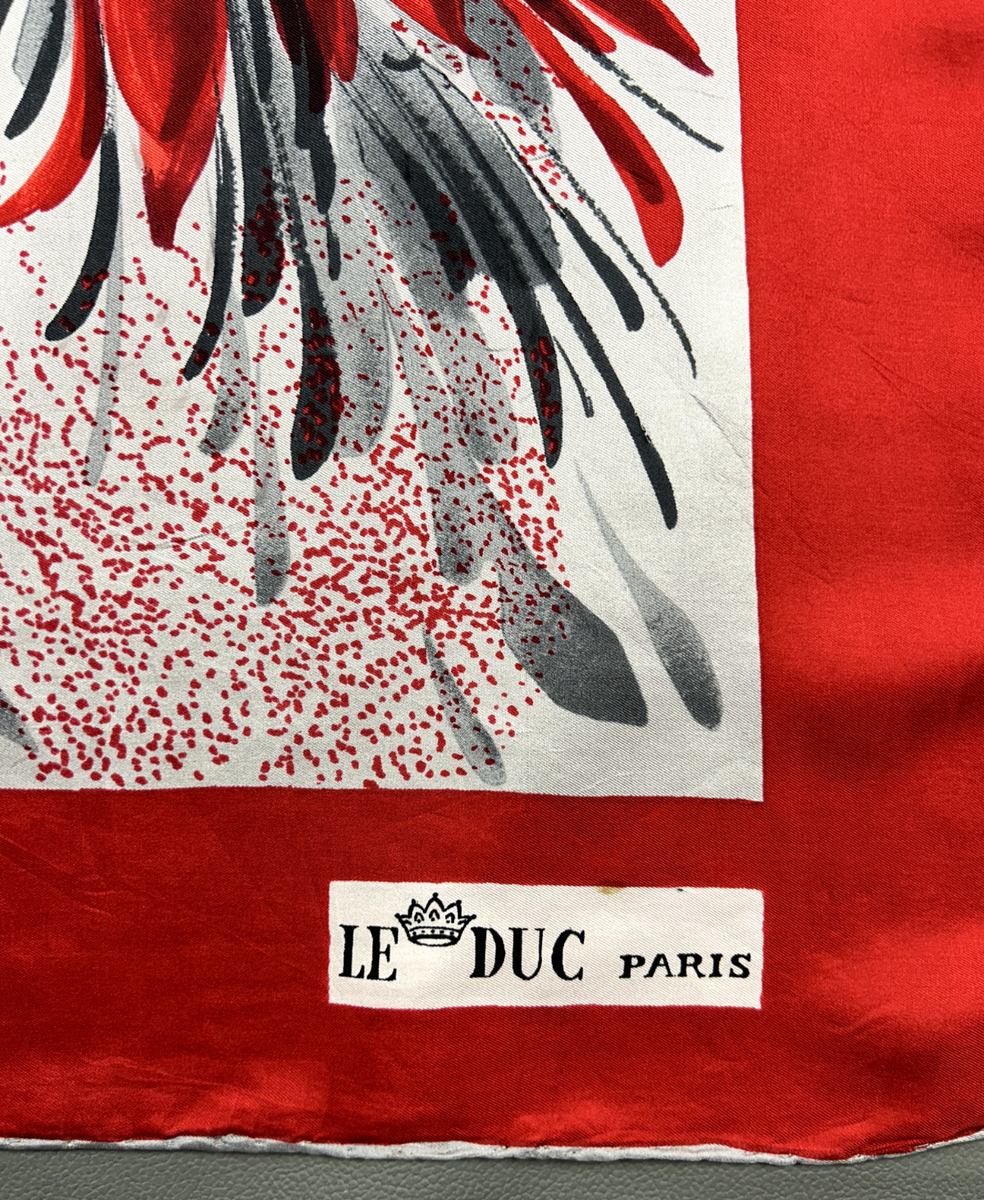 Foulard Vintage Le Duc Paris 100% Soie - Imprimé Animal Années 90 - Fait Main Italie - Occasion Bon état