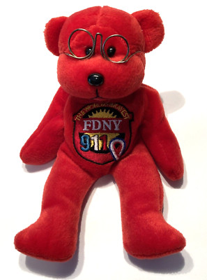Plushland FDNY New York 911 Red Fire Department Beanie Baby
