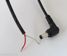100pcs 30cm/1ft 5.5x2.1mm CCTV DC Power Plug Right Angle 90D Single Cord Cable