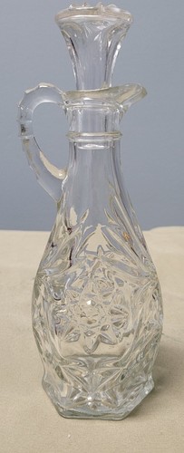 Vintage ANCHOR HOCKING EAPC STAR of DAVID Glass Vinegar & Oil Cruet w/ Stopper - Picture 1 of 12