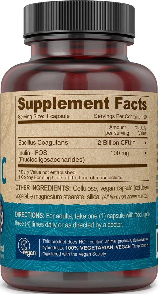 Deva Nutrition Vegan Probiotic Capsules 90 Count Soil Based Non Dairy FOS Foto 4 de 4