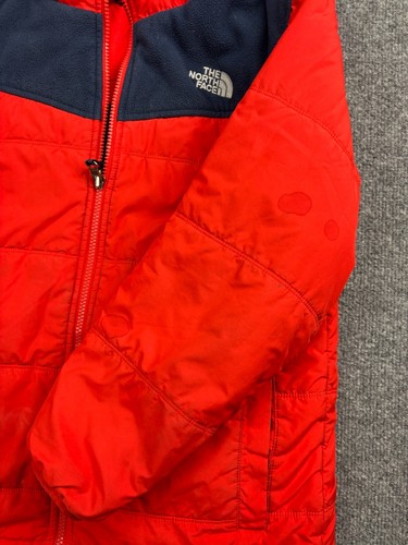 The North Face Puffer Jacket Boys M Red Reversible Fu Zip Fleece Lined - Picture 4 of 10