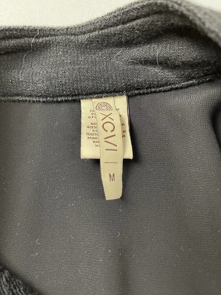 Chaqueta XCVI Mujer Talla Mediana Negra Mercantil Cremallera Completa Sudadera con Capucha Pañuelo Dobladillo Foto 4 de 4