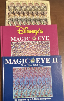 Disney Magic Eye & Magic Eye II Now You See It 3D Illusions Book Lot