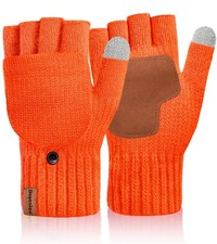 Winter Fingerless Gloves for Women Men Warm Knitted Convertible Mittens With ...