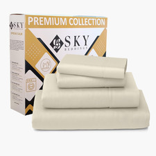 Sky Beddings 100 Cotton Sheets 4 Piece - 400 Thread Count Sateen Weave Olympic