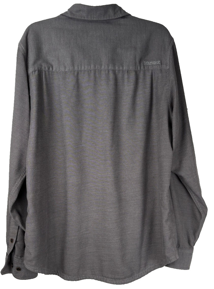 Marmot Shirt Mens LARGE Long Sleeve Button Up Gray Hiking Outdoors Pocket