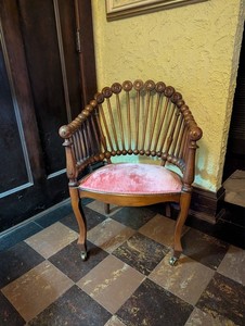 Antique Hunzinger lollipop chair wood with velvet seat used great condition