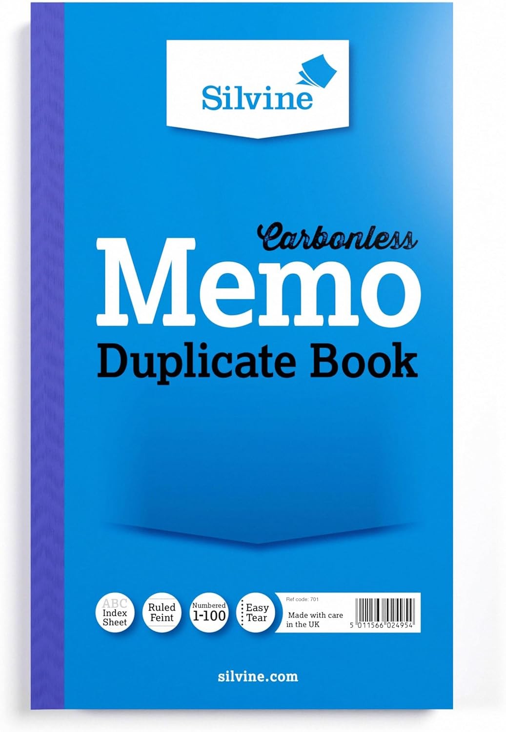 Silvine Carbonless Duplicate Memo Book - Numbered 1-100 with index sheet (210 x