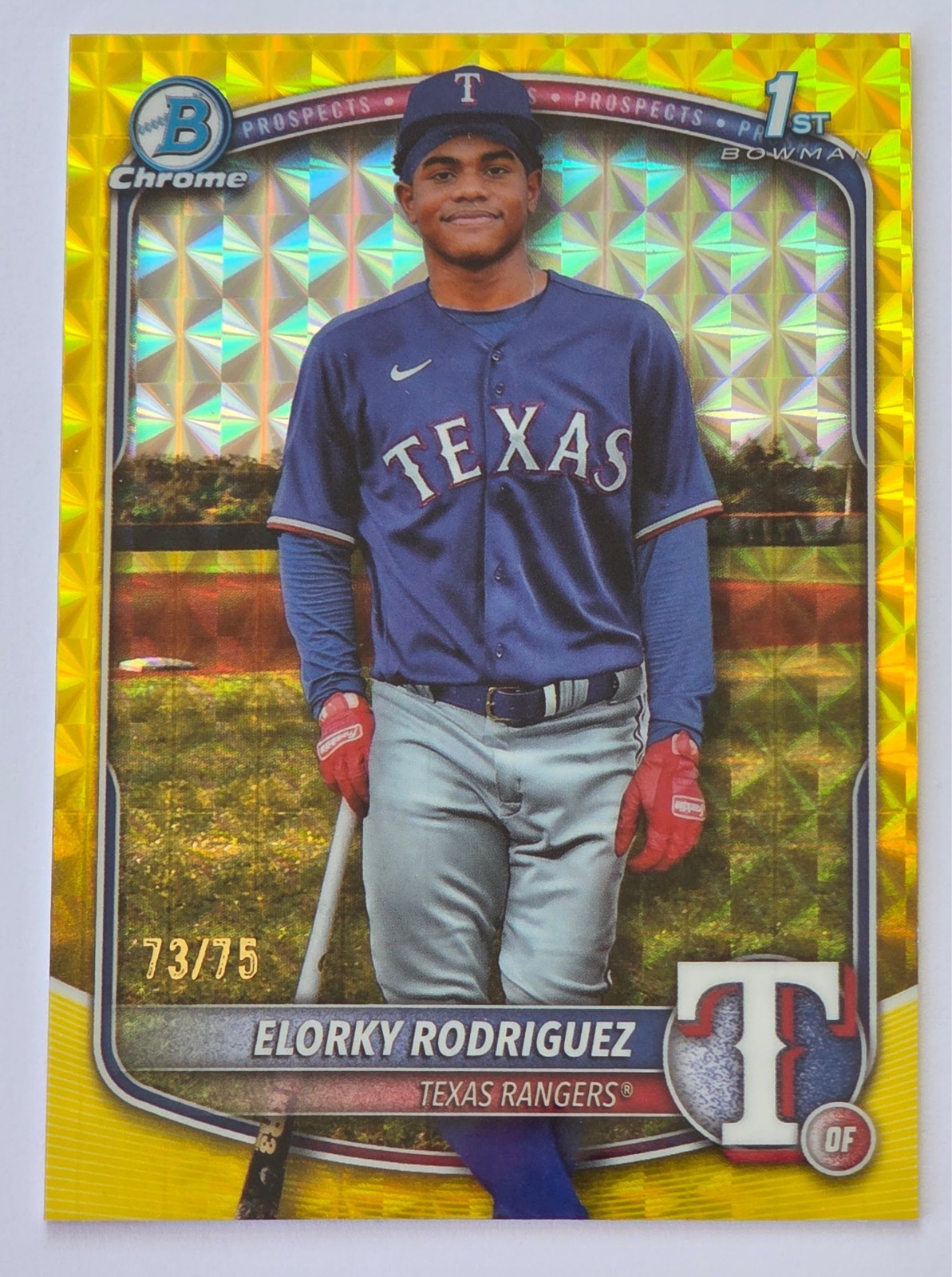 Elorky Rodriguez 2025 Bowman Chrome Yellow Geometric 1st Bowman #73/75 #BCP-186
