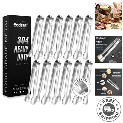 Elegant 12 PCS Mini Serving Tongs Set - 6 Inch Stainless Steel Kitchen Essential