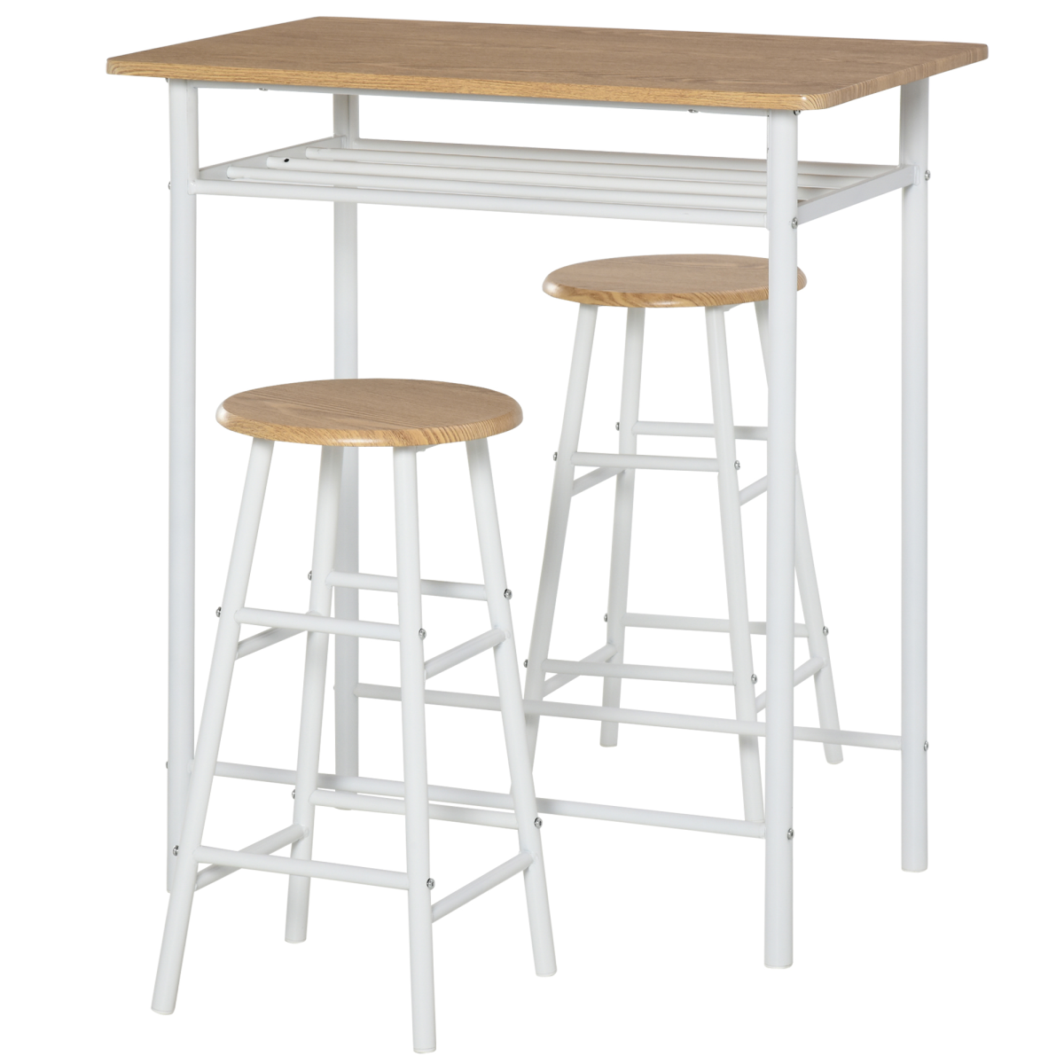 Homcom Unisex Multi 3-Piece Dining Set With 2 Matching Chairs And 1 Table - Image 2