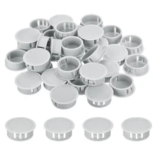 64Pcs 25mm Light Gray Nylon Plastic Round Locking Hole Plugs Insert End Caps