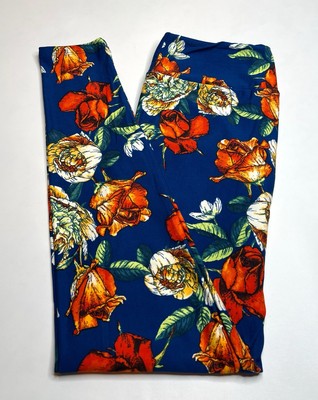 NEW LuLaRoe OS Leggings BLUE RED Orange Green Peony ROSE Flower GARDEN Colorful
