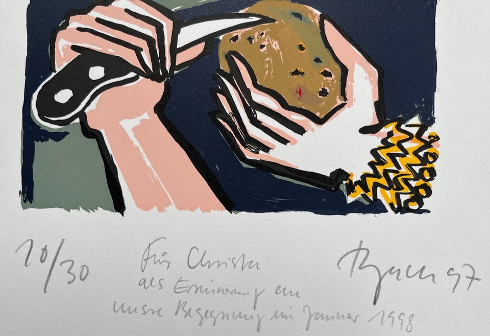 Elvira Bach Signierter nummerierter Original Siebdruck mit Widmung - nur 30 Ex.! - Bild 3 von 4