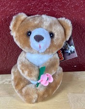 Russ Berrie Luv Bearer Pets Vtg 1979 W/Original Tag 6.5  Plush Bear Flower Brown