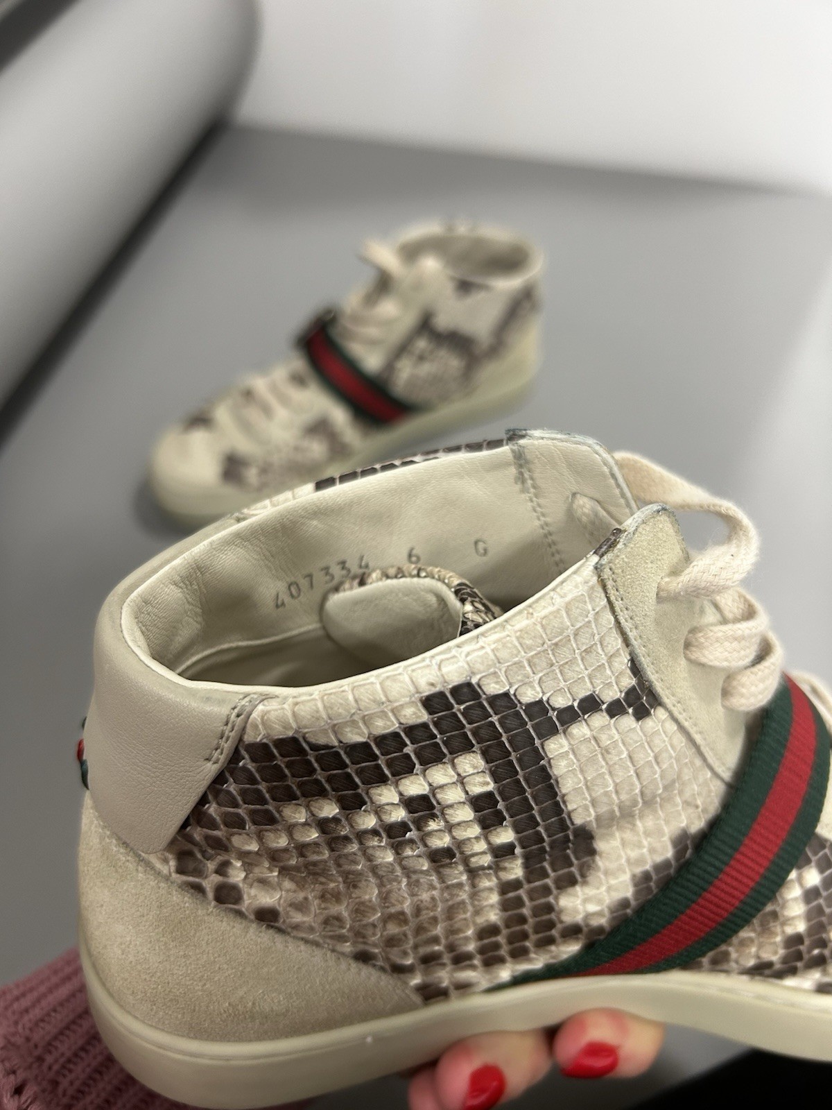 Men’s Preloved Gucci Python High Top Trainers Siz… - image 14