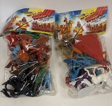 2 Sets Wild West Cowboys and Indians Action Figures Play Sets Kositoy Vintage